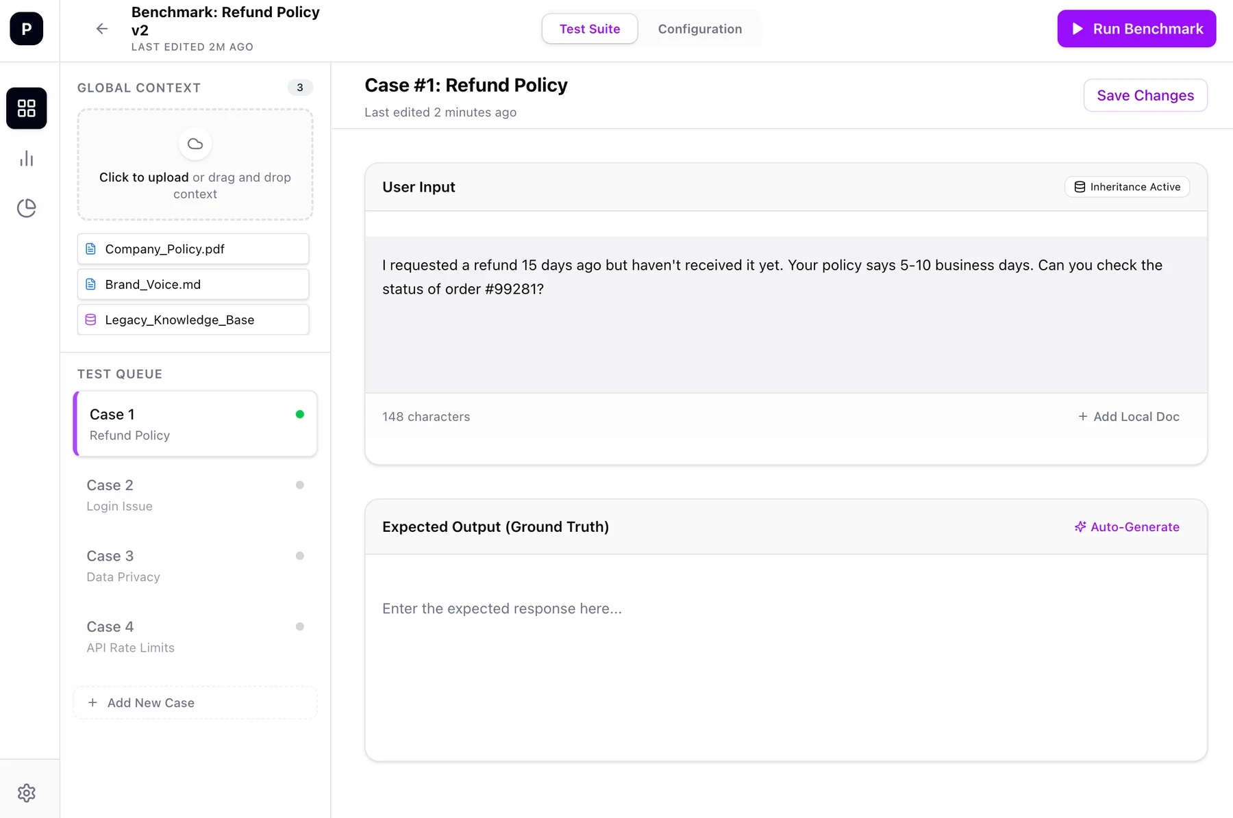 The redesigned Benchmarking interface