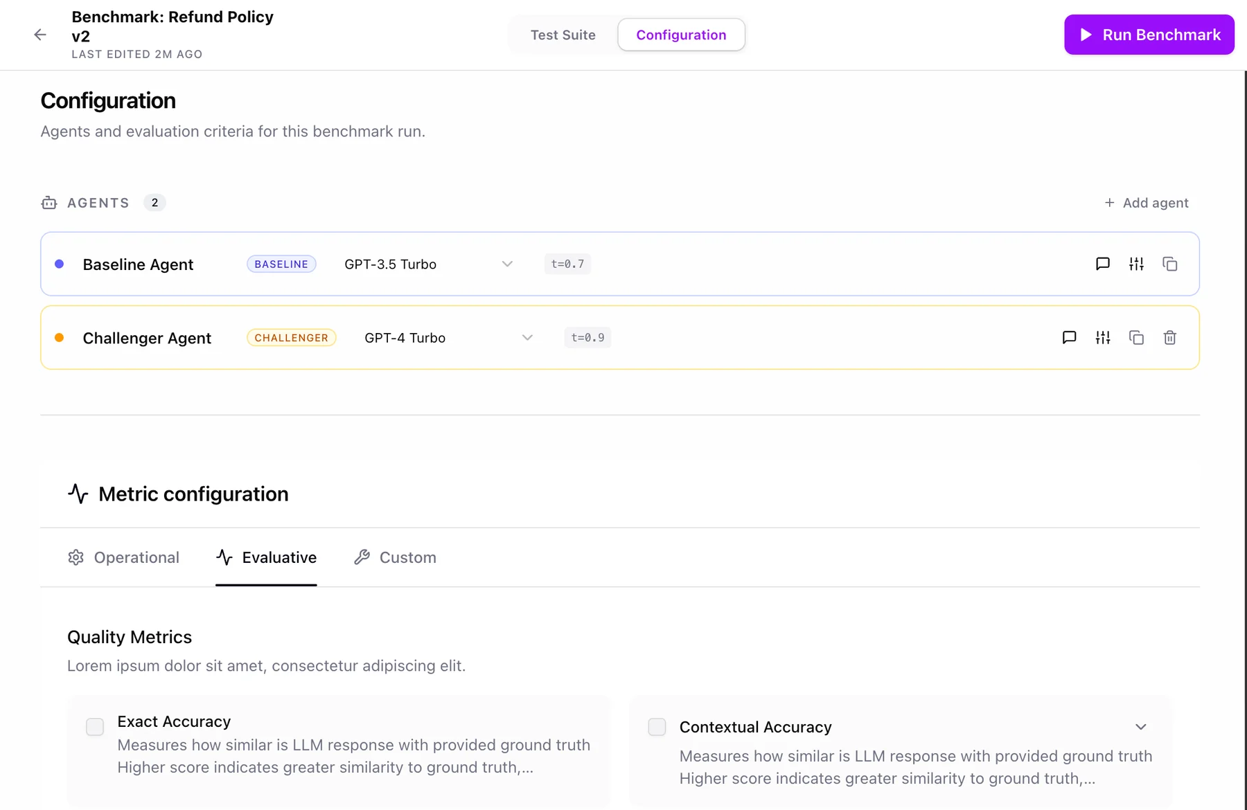 Configuration: agent and metric set-up